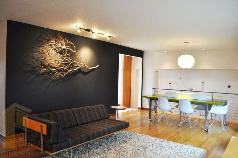 طراحی دیوار پذیرایی با چوب