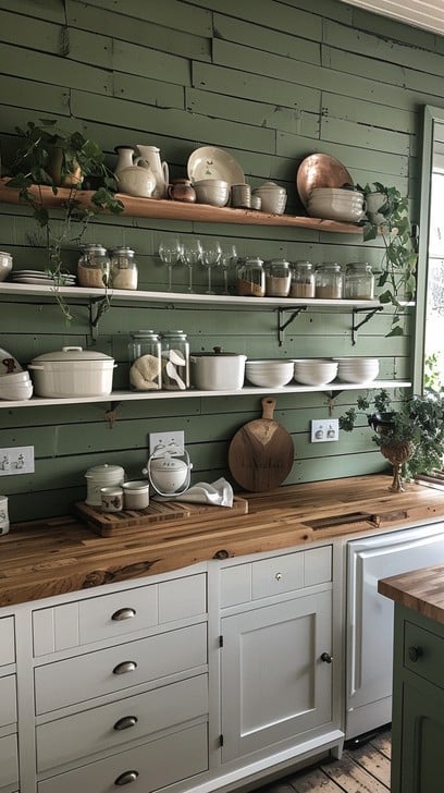 rustic kitchen shelves stockcake