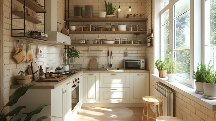 sunny kitchen interior stockcake 2