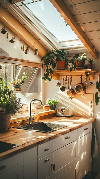 sunny kitchen nook stockcake